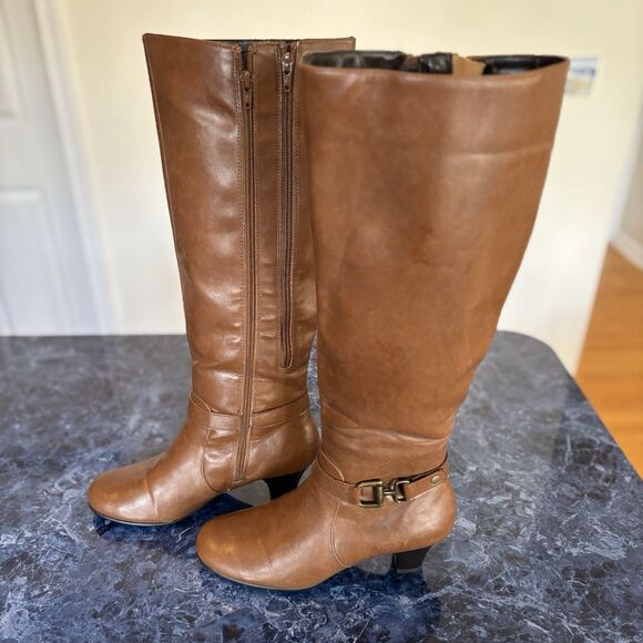 A2 by Aerosoles Boots, Womens 8.5M, Tall Lt Brown, Side Zip, Heels, NEW! - Picture 3 of 12